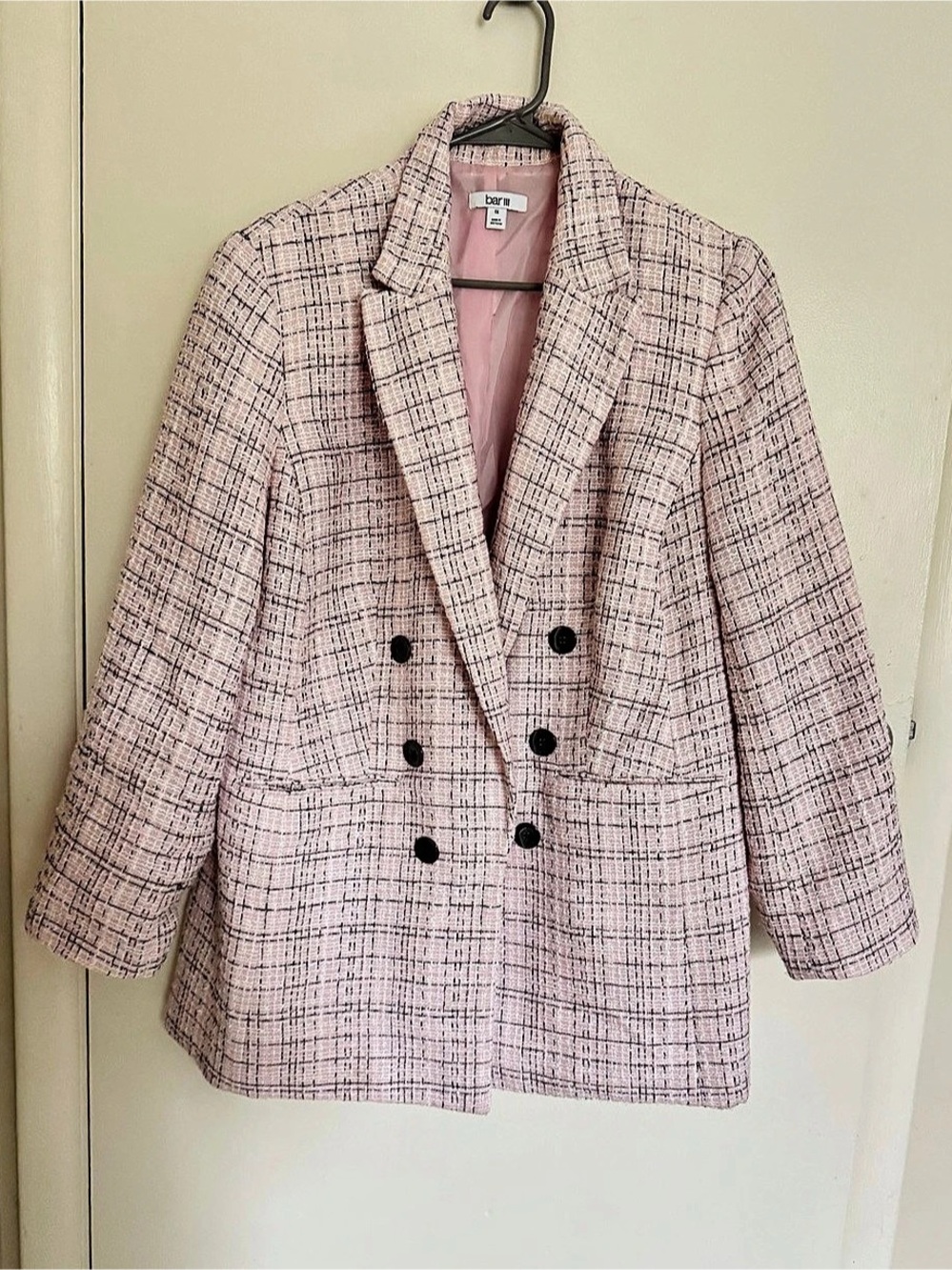 bar III Plaid Blazer in Pink & Black Size  1X